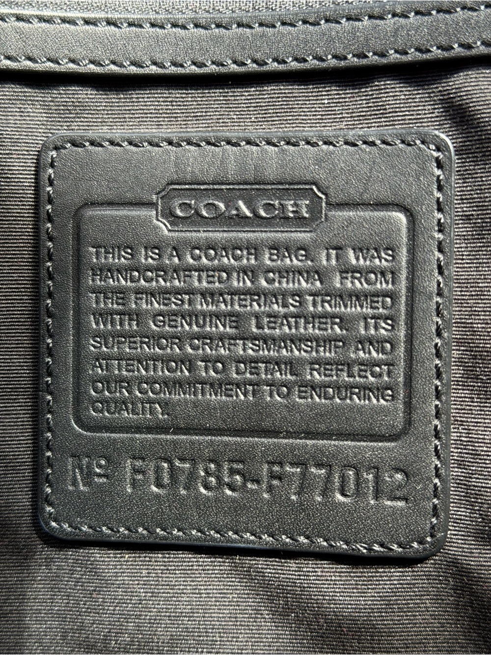 Coach Black Signature Canvas Tote with Leather Straps and Luggage Tag 22Wx14Hx6D - Picture 2 of 7